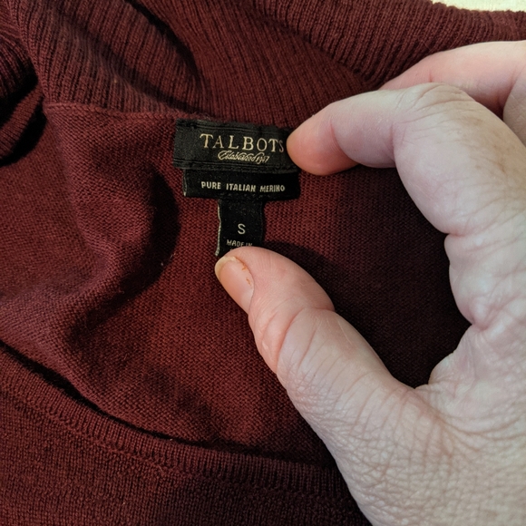 Talbot's maroon boat neck sweater with a drapey cowl - Picture 4 of 5